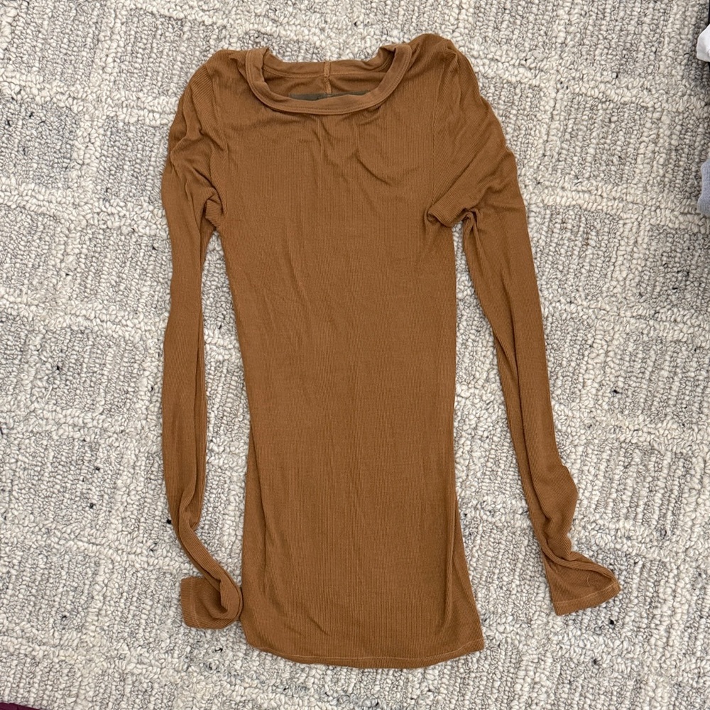 Enza Costa Ribbed Tan Long Sleeve Top